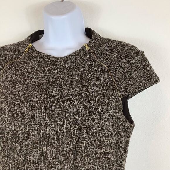 KAY UNGER Tweed Sheath Dress Pocket & Zipper Trim size 10 - Picture 3 of 6